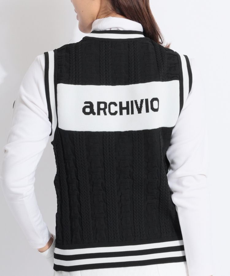 新品❤️アルチビオ❤️ベスト アルチビオ AR ケーブルロゴクルーネックニットベスト