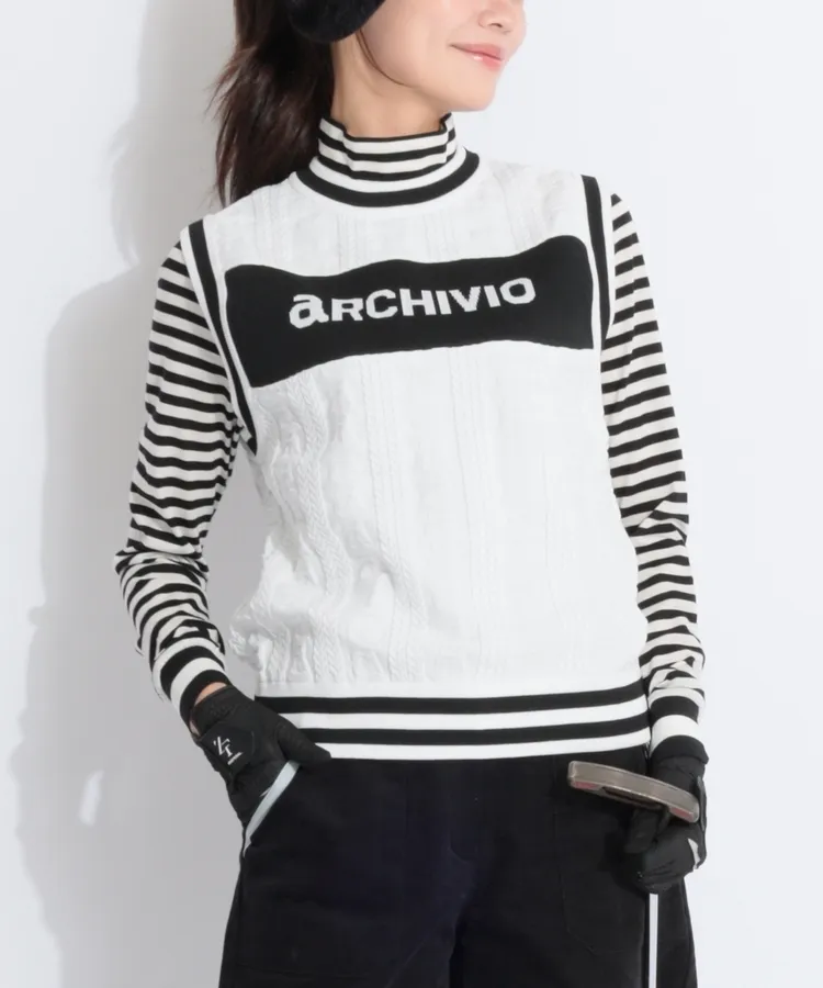 archivio - 美品 archivio アルチビオ モックネック半袖カットソー スカート セット アルチビオ（archivio）（レディース）ゴルフウェア 半袖モック