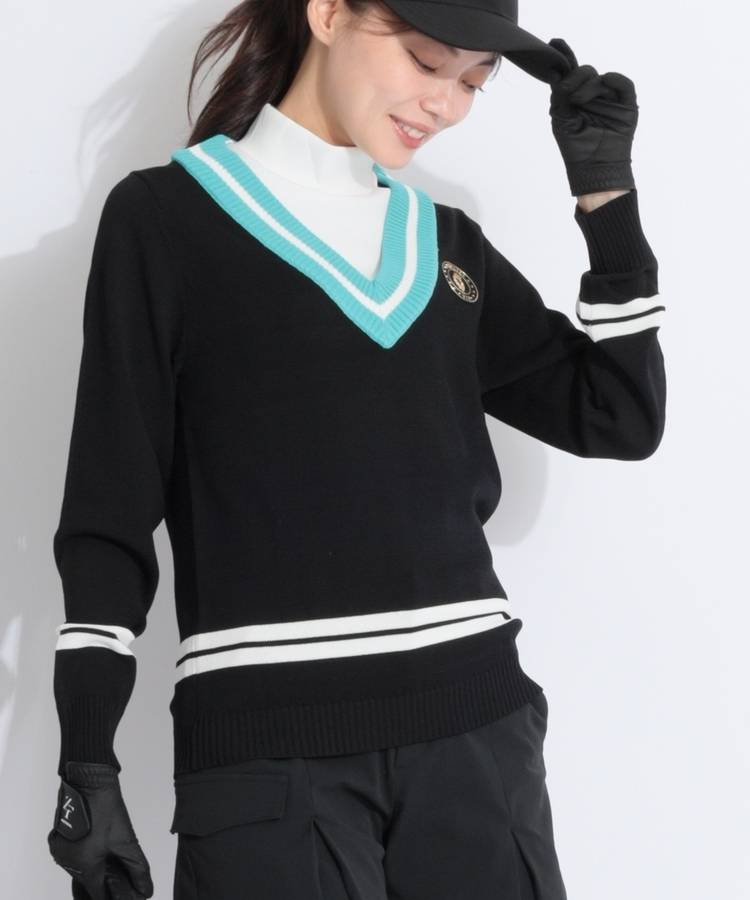 VI 【ストレッチ】レイヤード風カレッジニット