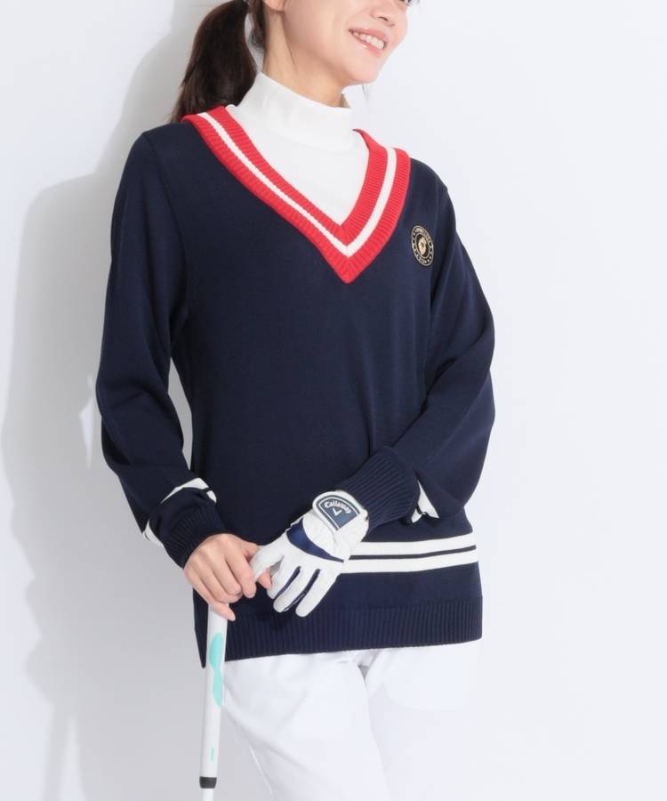 VI 【ストレッチ】レイヤード風カレッジニット