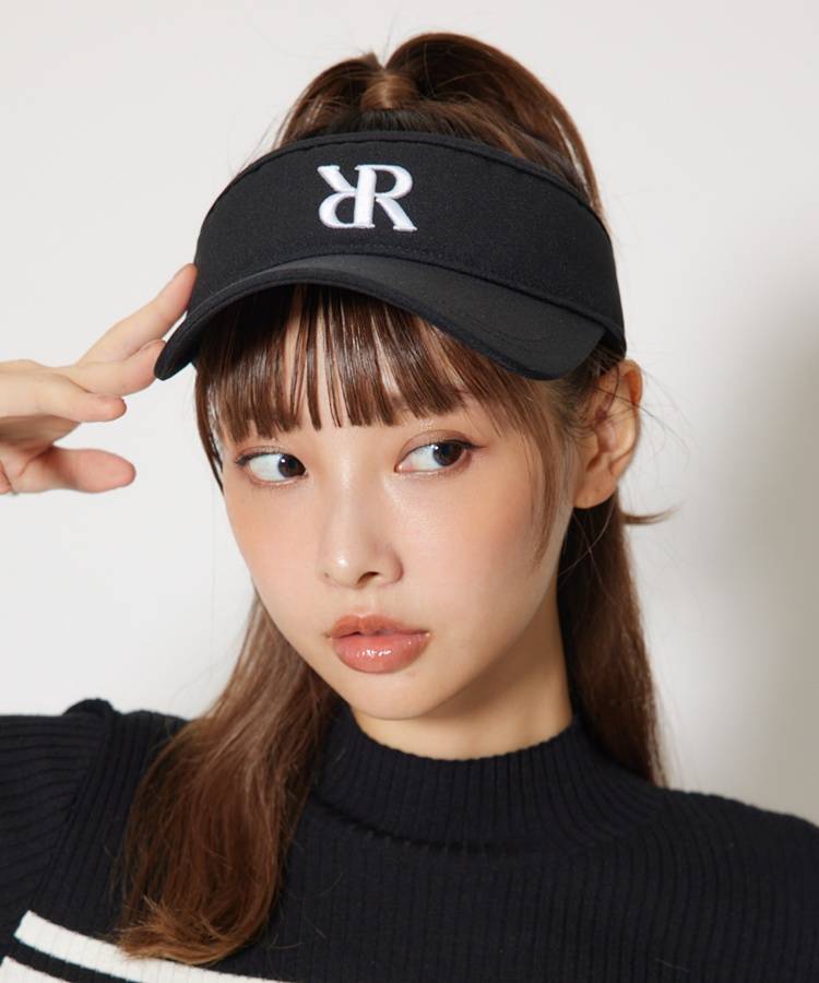 RI RRリボン付きロゴ刺繍サンバイザー