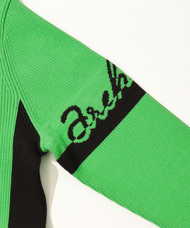 アルチビオ AR スリーブロゴVライン切替モックネックリブニット