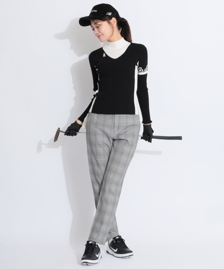 アルチビオ AR スリーブロゴVライン切替モックネックリブニット