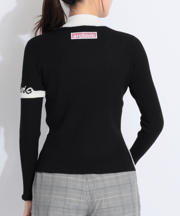 ◆新品現品限り◆アルチビオ長袖モックネック アルチビオ AR スリーブロゴVライン切替モックネックリブニット