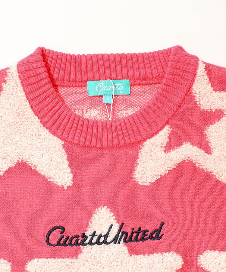 クアルトユナイテッド CU 星柄ジャガードクルーネックニット