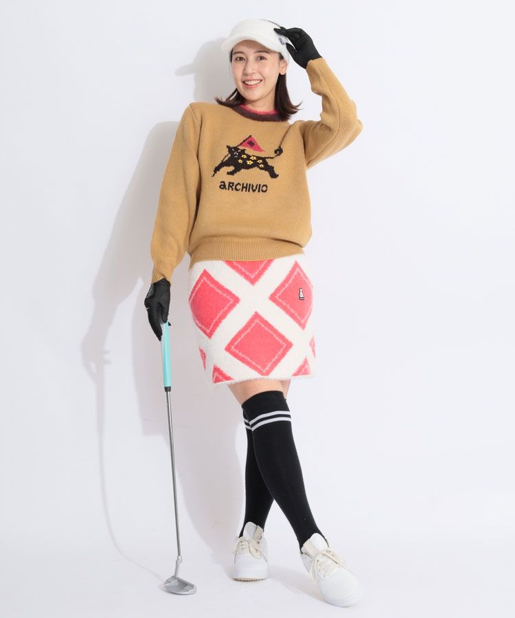 新品❤️アルチビオ❤️ニットスカート アルチビオ AR 【蓄熱保温】一体型インナー付ダイヤ柄ニット