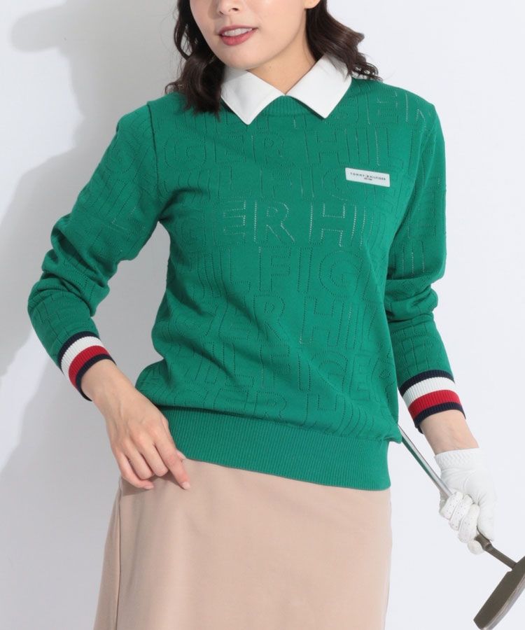 透かしドットロゴクルーネックニット