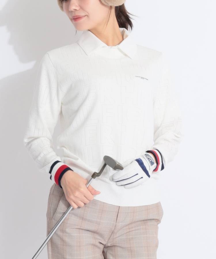 TH 透かしドットロゴクルーネックニット