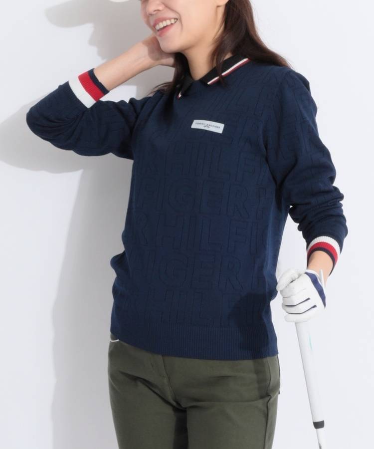 TH 透かしドットロゴクルーネックニット