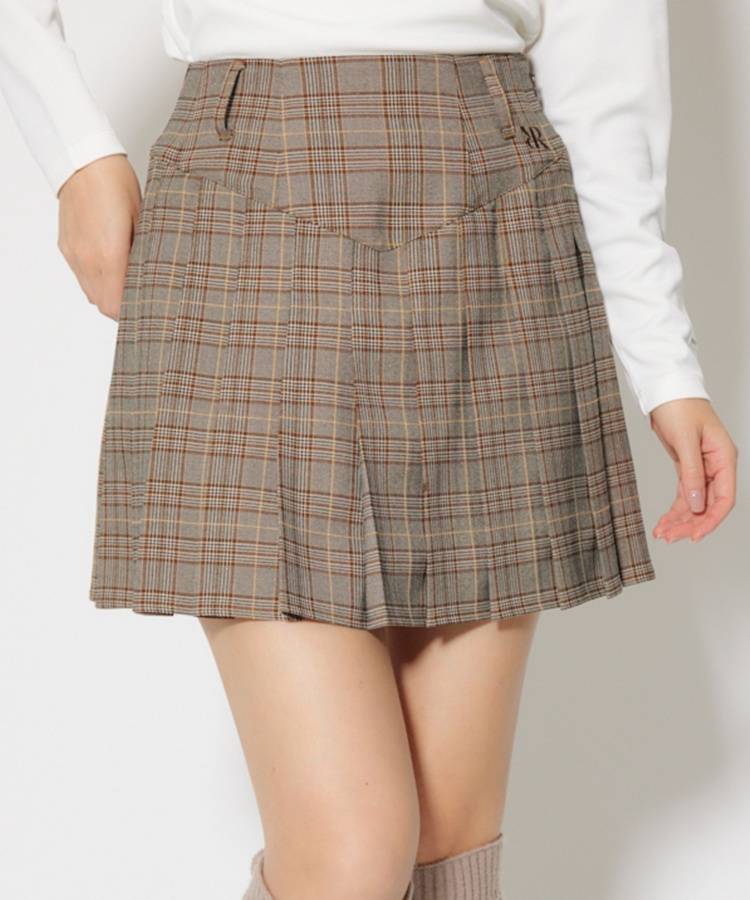 RI 一体型ぺチパンツ付プリーツ切替スカート