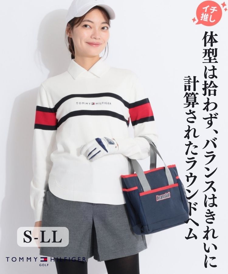 マルチボーダー柄ラウンドヘムクルーネックニット