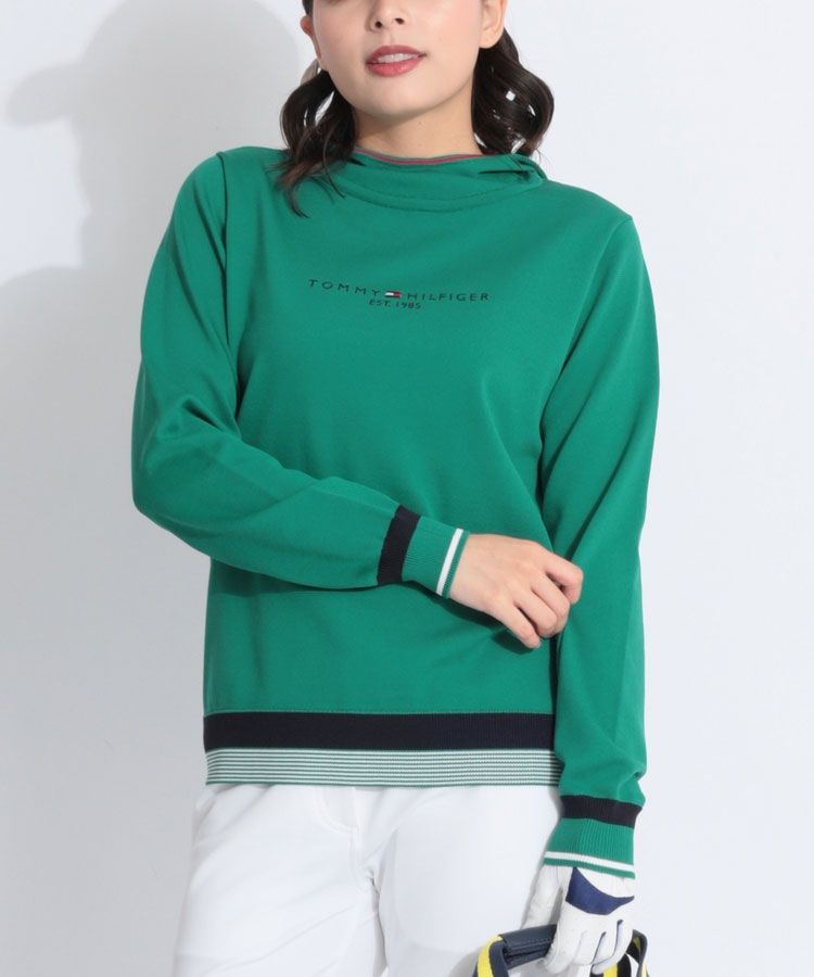 トミーヒルフィガーゴルフ TH リブ切替フロントロゴニットパーカー