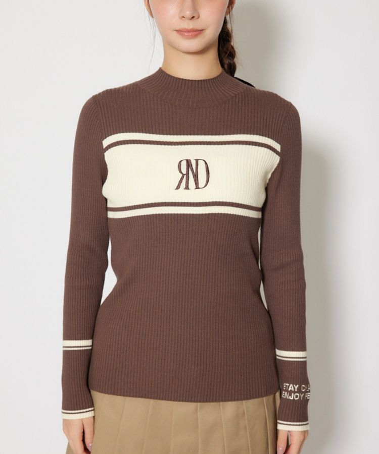 【未使用】リエンダゴルフ　ニットセッターリブモックネック　ワインレッド　M 未使用】リエンダゴルフ ニットセッターリブモックネック ワイン