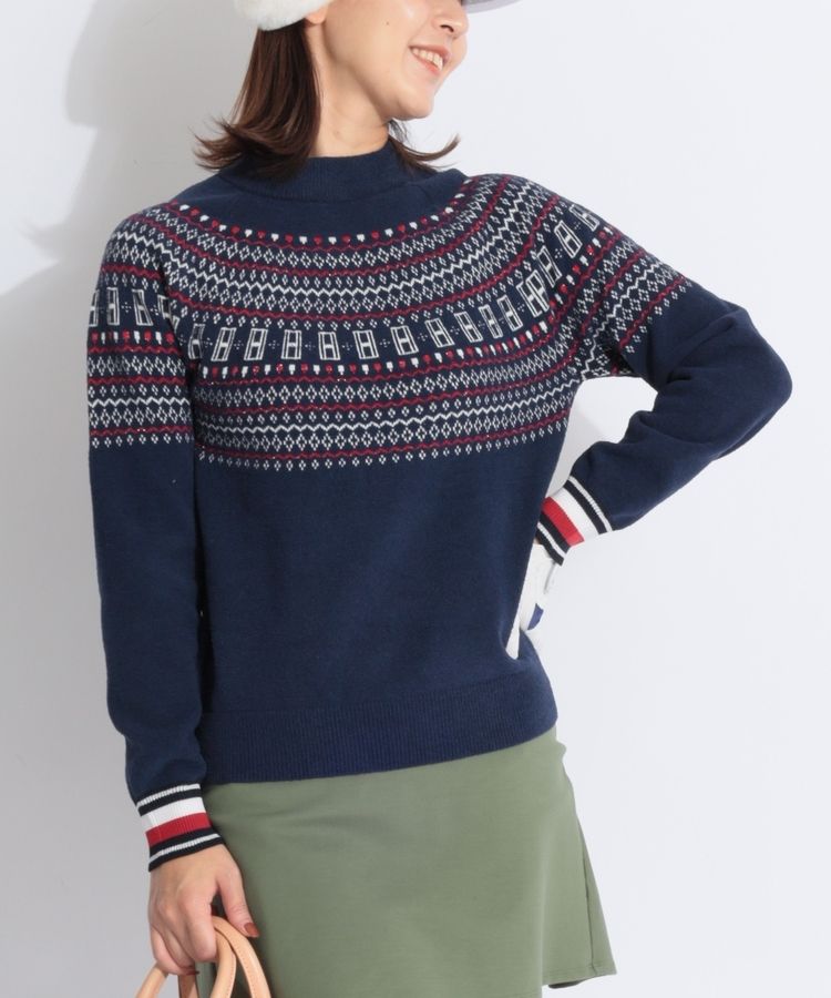 トミーヒルフィガーゴルフ TH フェアアイル柄モックネックニット