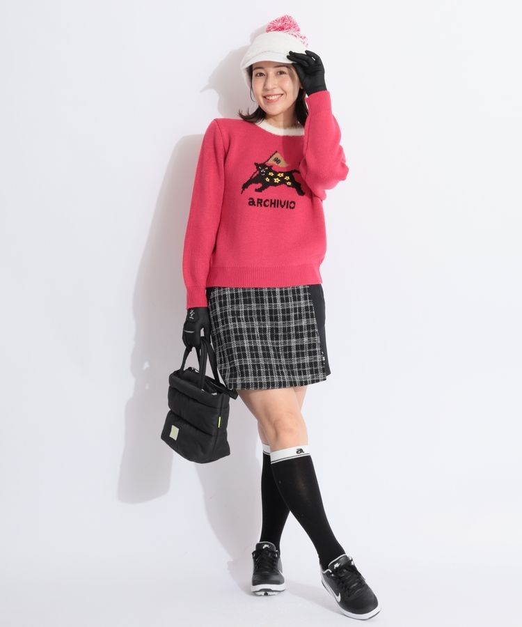 秋冬ゴルフウエア⛳️アルチビオ2点「フード付きニット＆ニットスカート」新品✨️36 アルチビオ ゴルフウェア セーター サイドライン配色リブニット