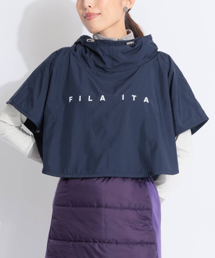 FG 【撥水保温】ロゴプリントフーディポンチョ