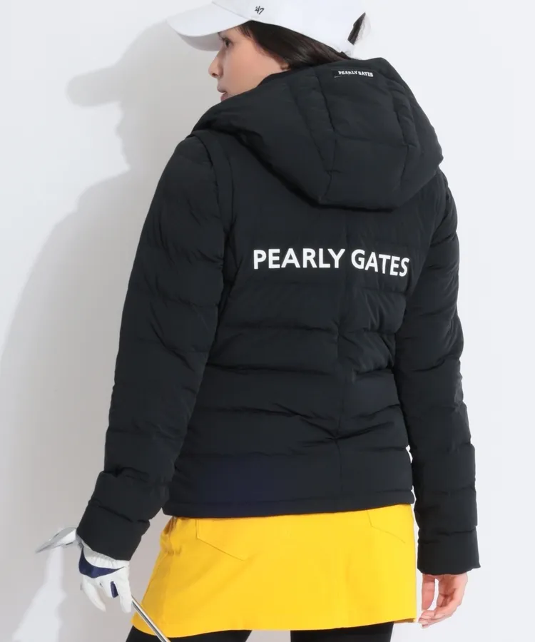 新作 パーリーゲイツ スカート 中綿 ダウン ショート ゴルフウェア パーリーゲイツ PG バックロゴ刺繍ドビーツイルスリットスカート