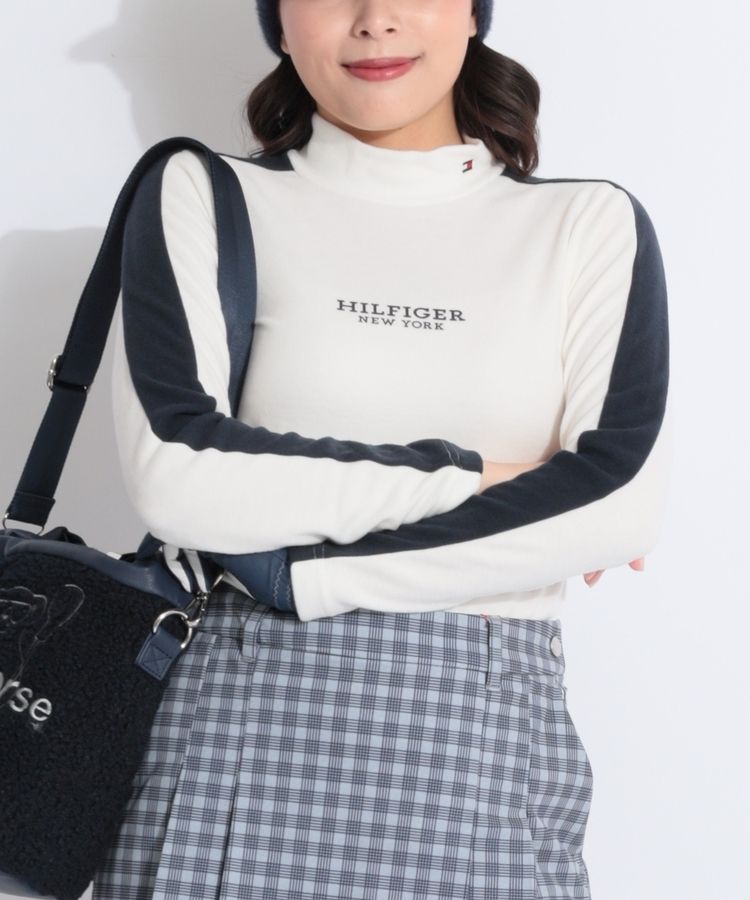 【トミーヒルフィガーゴルフ】人気ロゴ刺繍×千鳥格子柄総柄 長袖ゴルフセーターM backend=imagemagick;version=1;