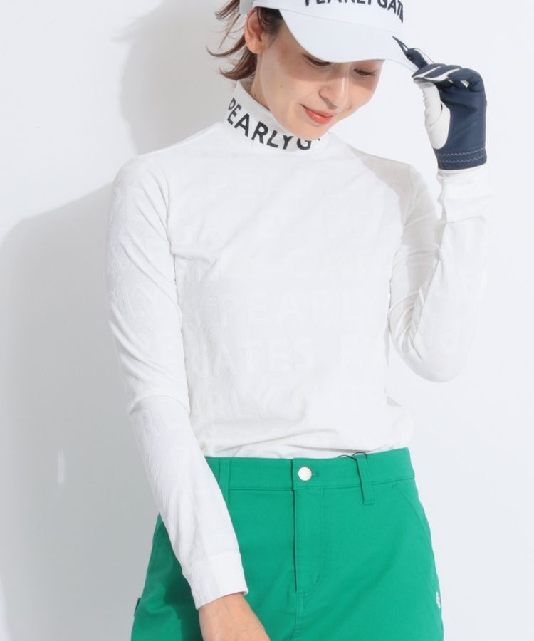 ドビーダンボール長袖モックネックカットソー <PGロゴ柄> セール】 【WOMEN】ライトダンボール モックネックシャツ