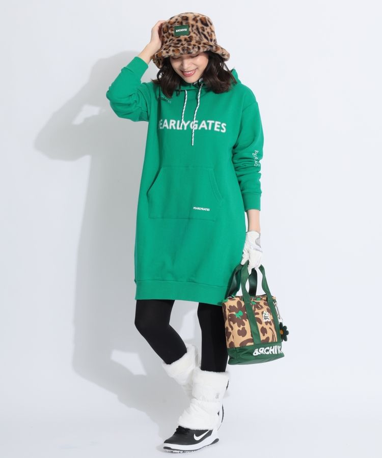 パーリーゲイツ PG ぼかしロゴ裏毛フーディスウェットワンピース