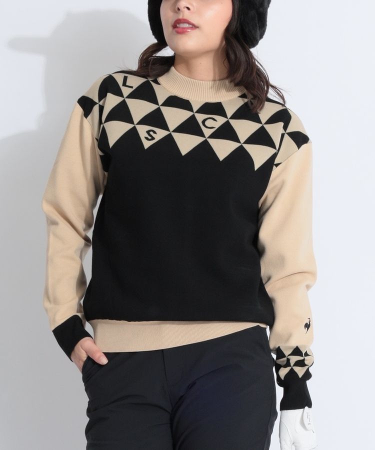 極美品✨ルコックスポルティフ ゴルフウェア レディース ハイブリッド防風セーター le coq sportif golf 【ストレッチフォーサー】裏地付き防風