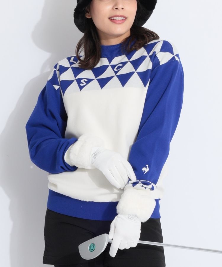 極美品✨ルコックスポルティフ ゴルフウェア レディース ハイブリッド防風セーター ルコックスポルティフ ゴルフ LQ 【防風】裏地付きモックネック