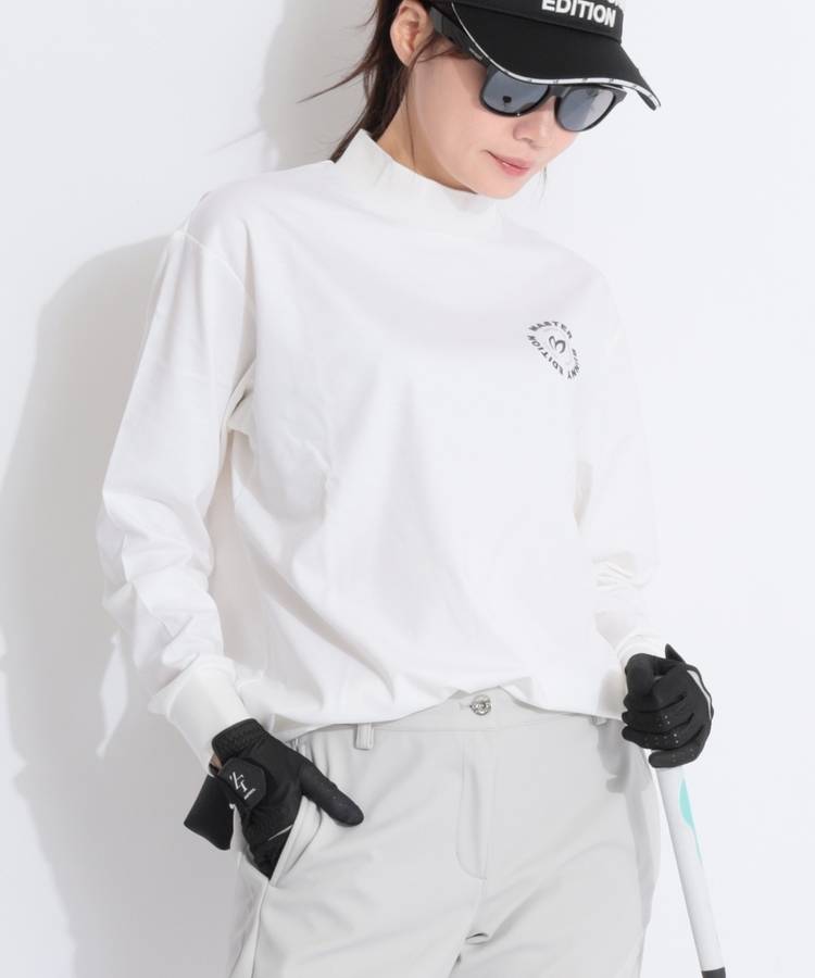 MB 【上田桃子プロコラボ】異なるロゴモックネック長袖カットソー