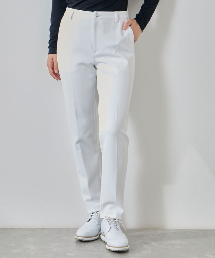 JUN&ROPE ゴルフパンツ白 ジュン＆ロぺ JR 【防透ストレッチ】センタープレステーパードパンツ