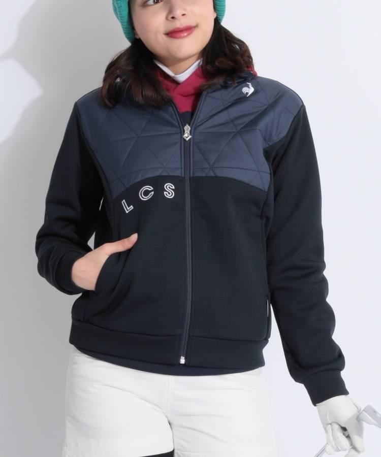 LQ 【撥水防風】キルト切替ギャザースタンドネック裏起毛ジャケット