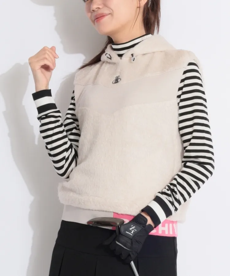 パーリーゲイツ PG 総ロゴVネックニットベスト レディースゴルフウェア