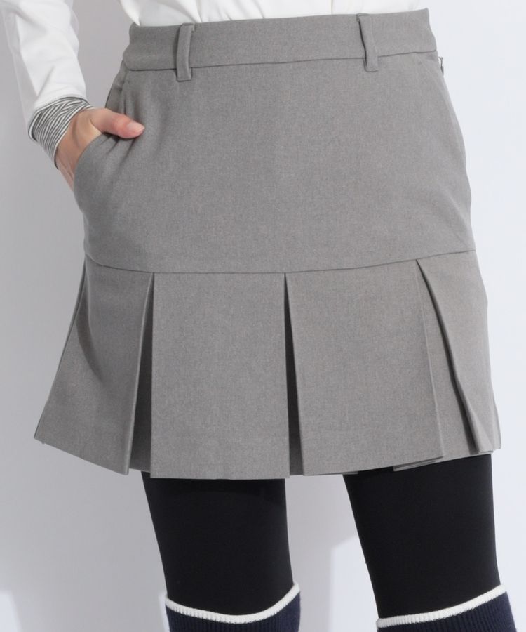 【ストレッチ】一体型ペチパンツタックプリーツスカート