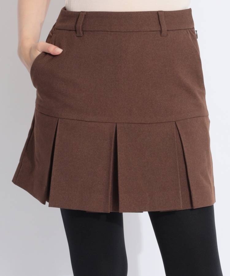 BE 【ストレッチ】一体型ペチパンツタックプリーツスカート