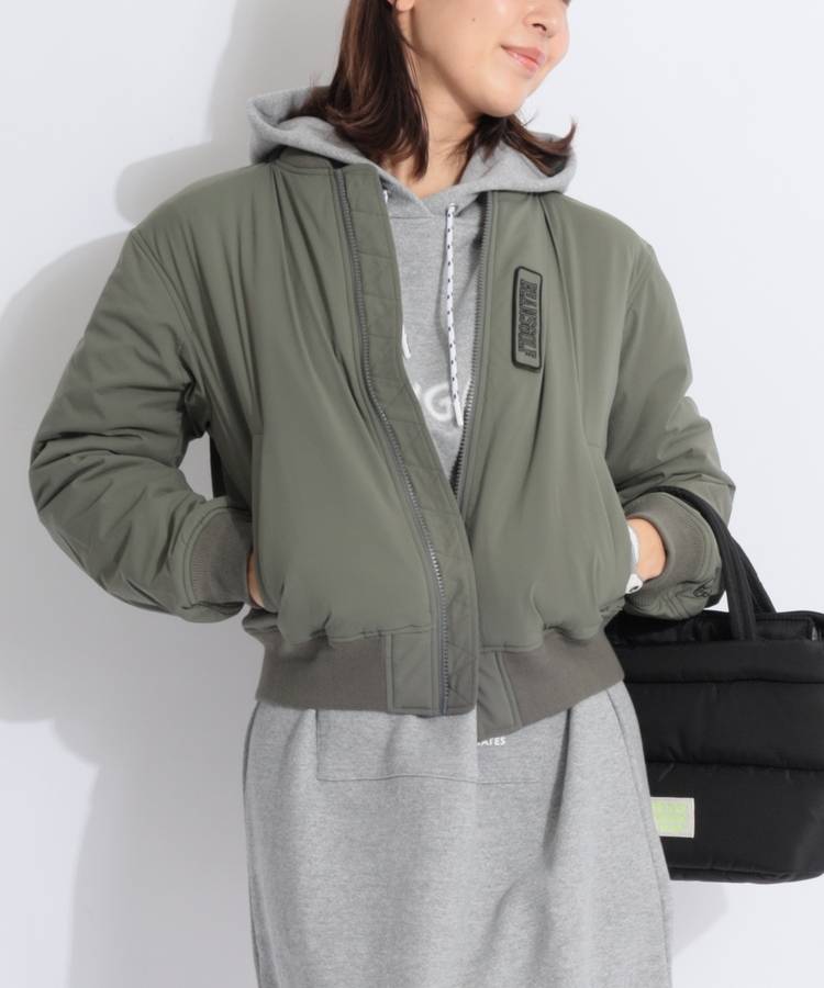 BE 【撥水ストレッチ】中綿入りミリタリーブルゾン