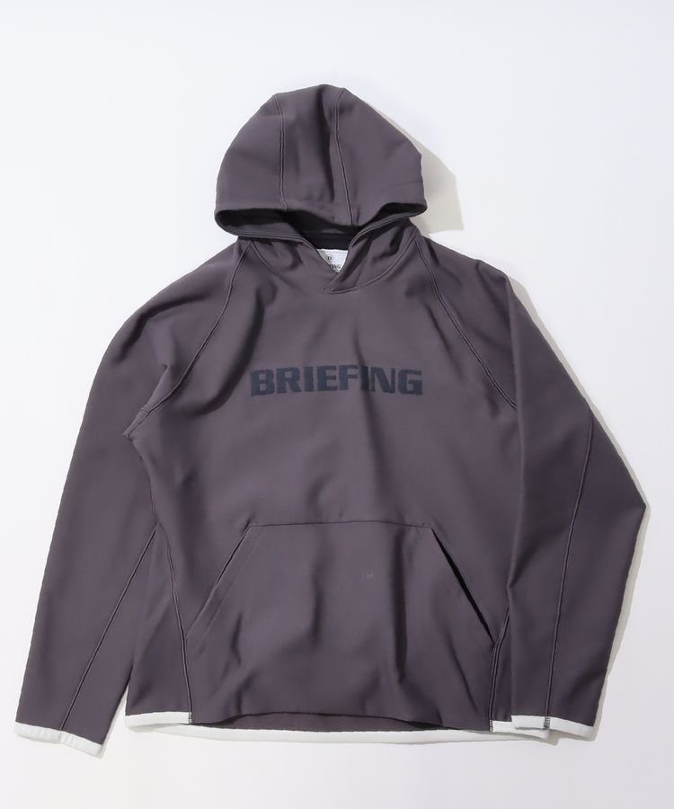 ブリーフィングゴルフ BR フロッキーロゴプリント裏起毛プルパーカー