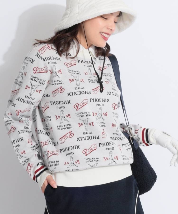 PN 【CP対象品番】総柄ジャガードクルーネックニット