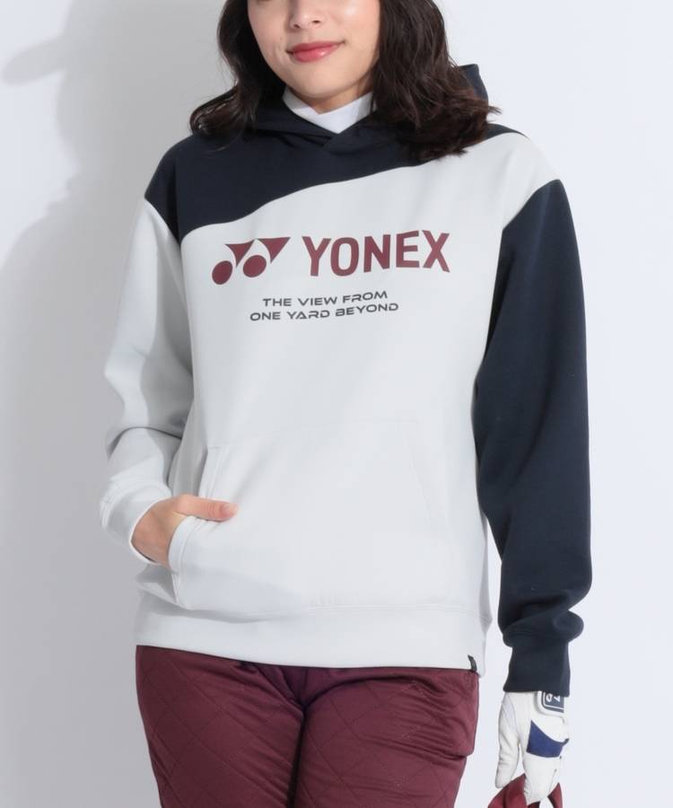 YX 【保温】バイカラーアシメ切替フーディープルオーバー