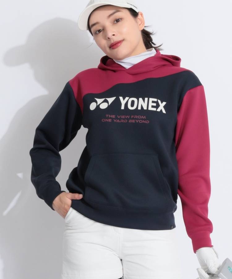 YX 【保温】バイカラーアシメ切替フーディープルオーバー