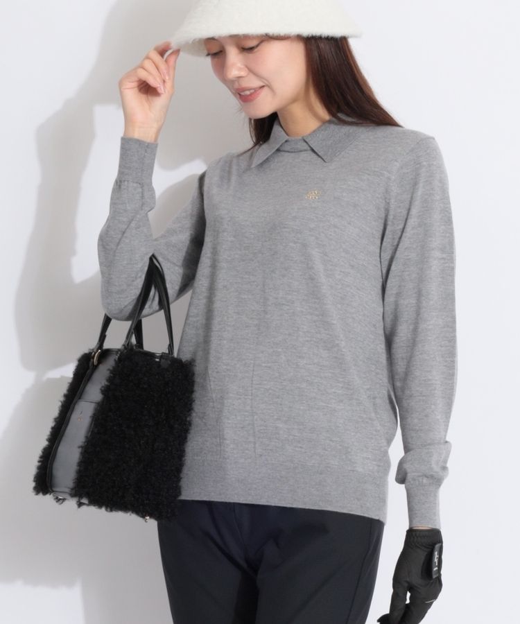 セントアンドリュース SA バックラインウール混2WAY衿付きニット