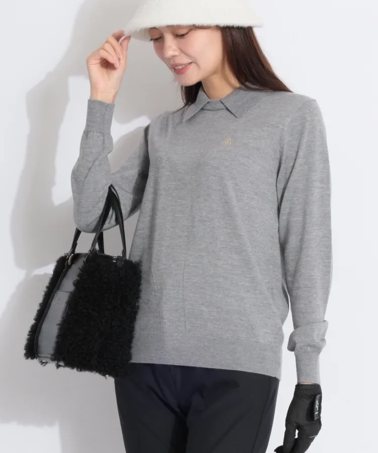 セントアンドリュース SA バックラインウール混2WAY衿付きニット