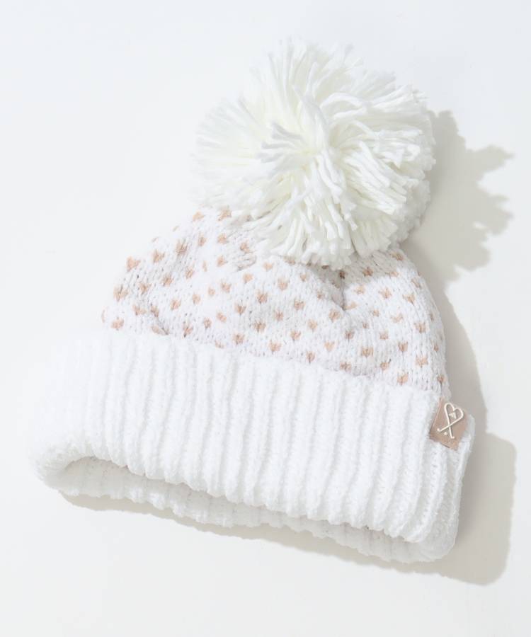 AG ビッグポンポン付きハートネップニット帽