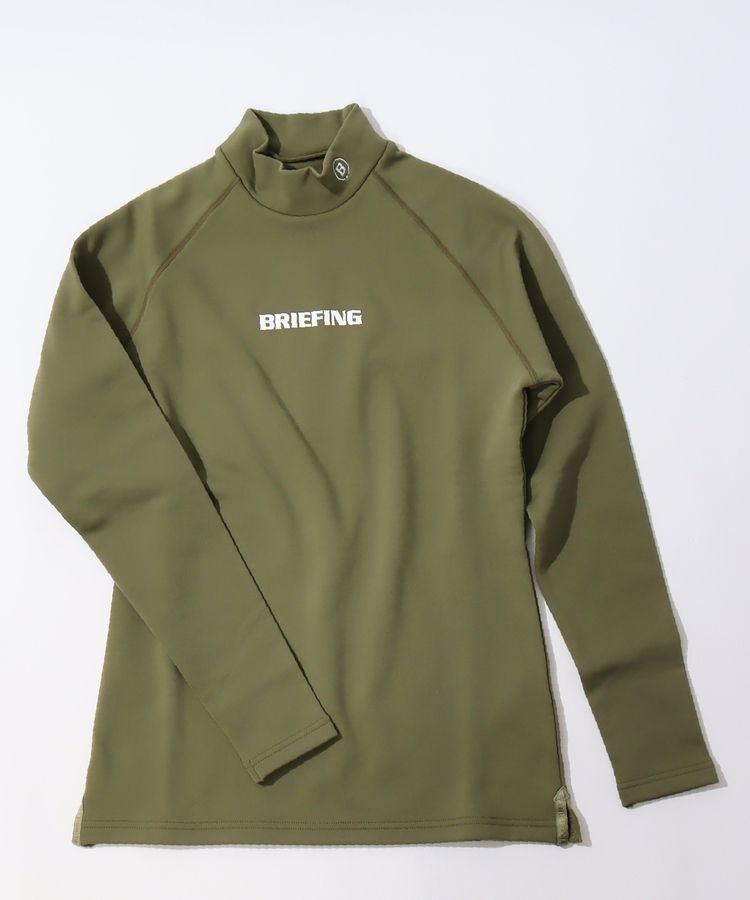 新品　ブリーフィング　モックネック　グレー　長袖　M 裏起毛　ハイネック ブリーフィングゴルフ BR バックロゴプリント裏微起毛モックネック長袖