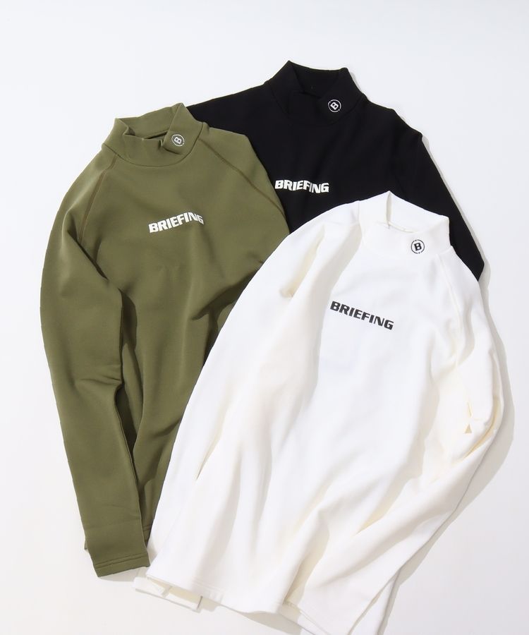 ブリーフィングゴルフ BR バックロゴプリント裏微起毛モックネック長袖