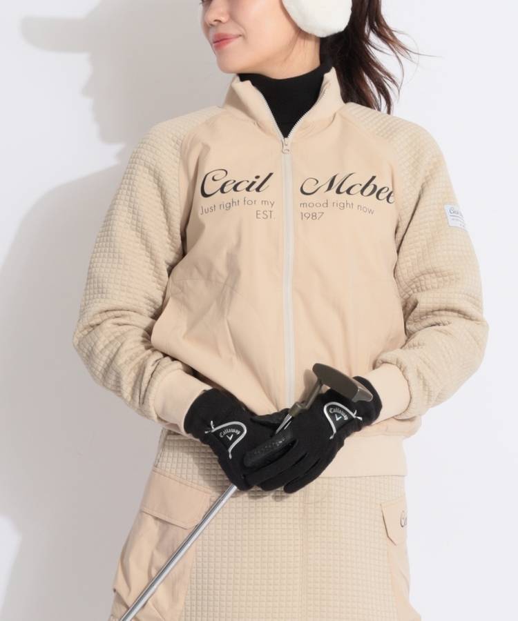 CC メッセージロゴ異素材切替えブルゾン