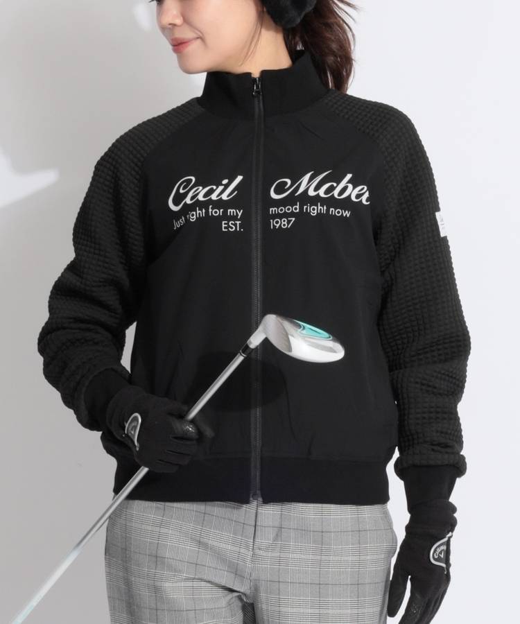 CC メッセージロゴ異素材切替えブルゾン