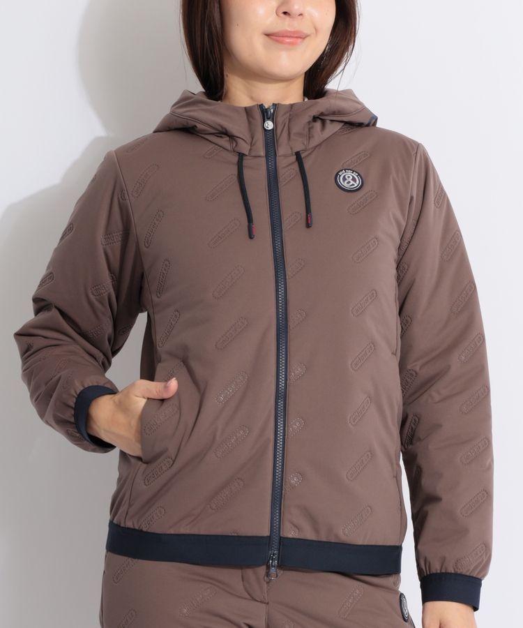 【軽量保温】エンボスロゴフーディ中綿ブルゾン