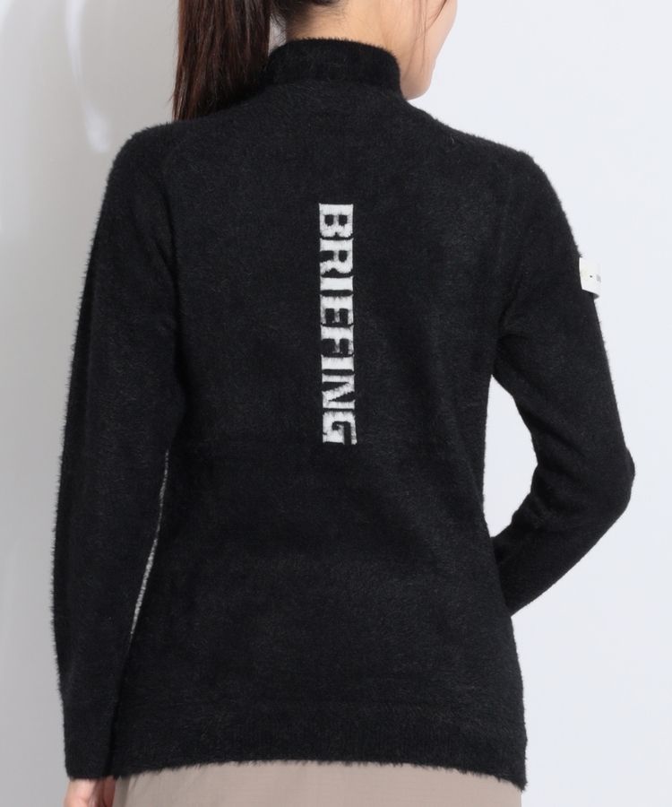 ブリーフィング ゴルフ　タートルネック　セーター 黒 ブリーフィングゴルフ BR ロゴデザインシャギータートルネックニット