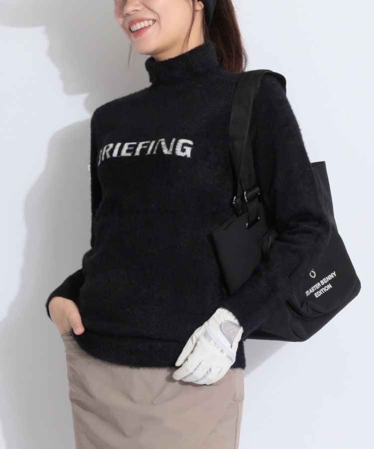 ブリーフィングゴルフ BR ロゴデザインシャギータートルネックニット