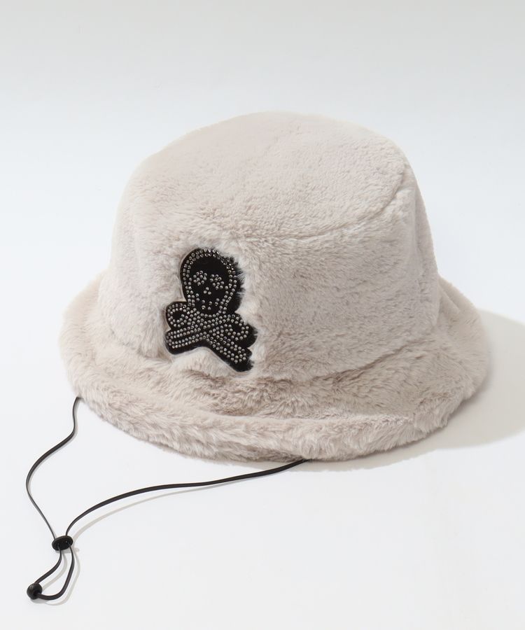 マーク＆ロナ ML ラインストーンロゴフェイクファーバケットハット