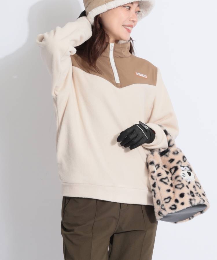 DL バックロゴ刺繍ハーフジップフリースプルオーバー