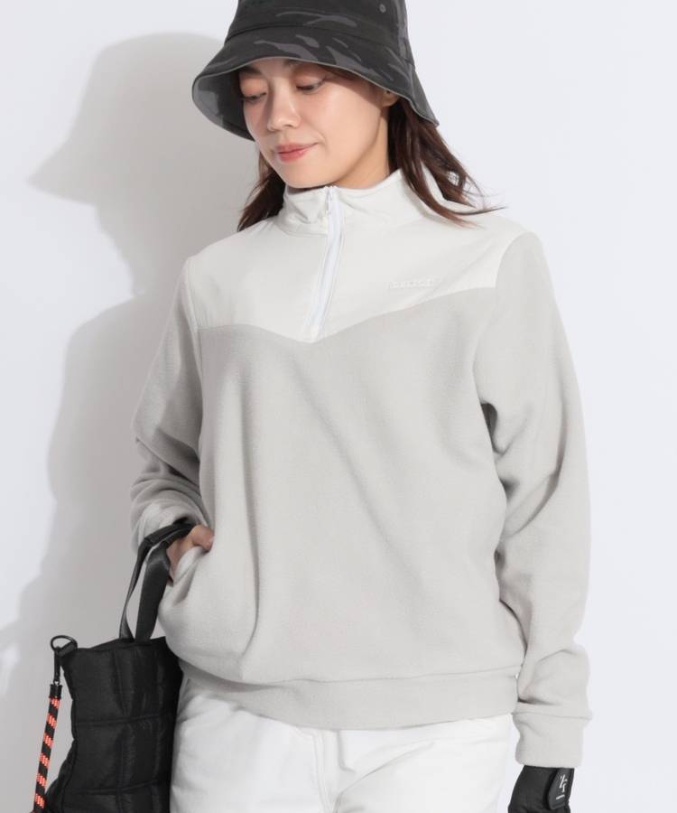 DL バックロゴ刺繍ハーフジップフリースプルオーバー